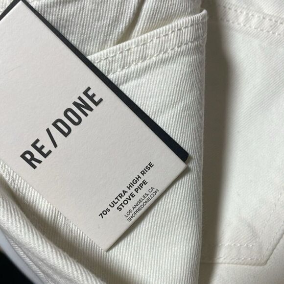 $295 NWT RE/DONE 70S STOVE PIPE WHITE DESTROY SZ 25 RUNS BIG! - Picture 6 of 9